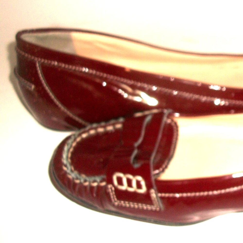 Authentic Christian Louboutin Dark Cherry Patent Loafer Ballet Flats 6.5M